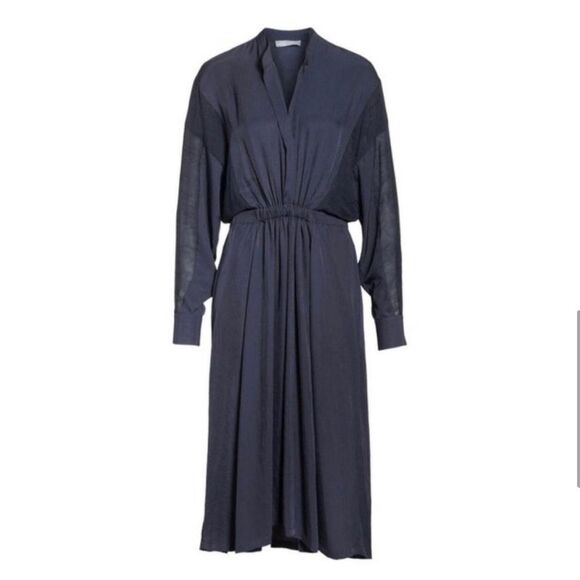 Vince Mixed Media Silk Midi Dress - Picture 3 of 10